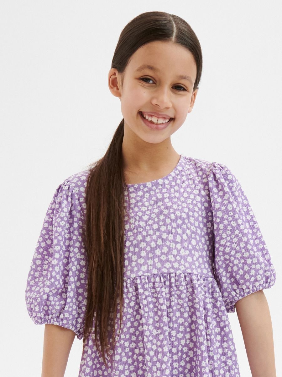 Geblümtes Kleid, weiß - lavendel - RESERVED - 2