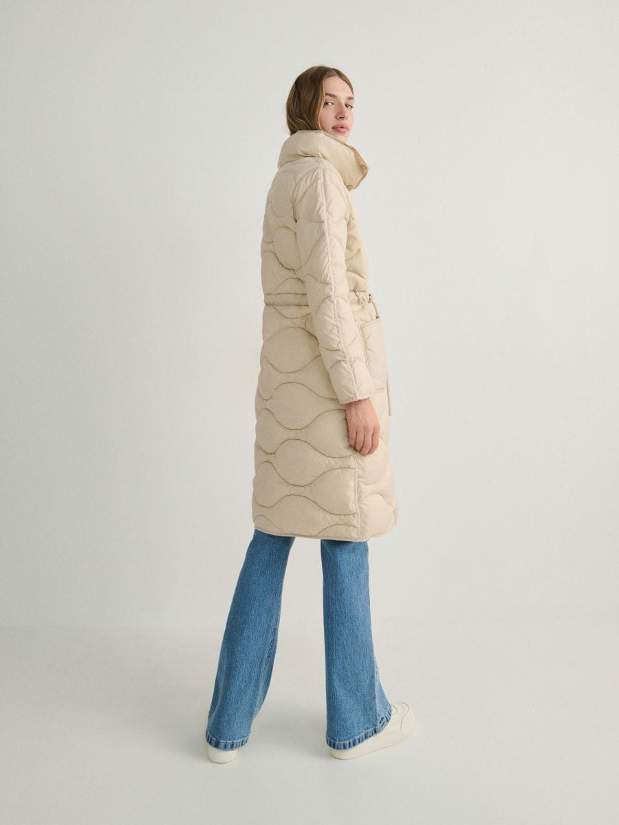 Quilted jacket with stand up collar - nude - RESERVED - 2