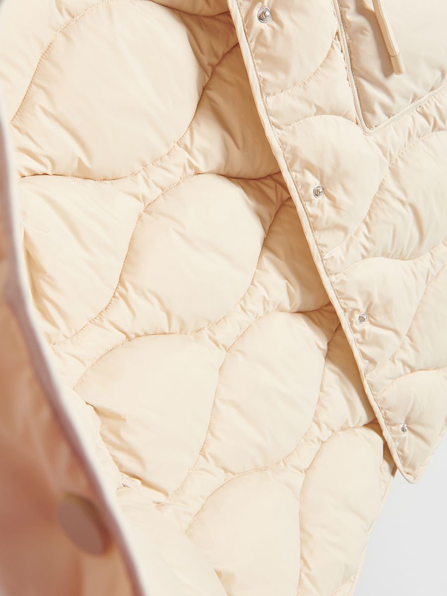 Quilted jacket with stand up collar - nude - RESERVED - 6
