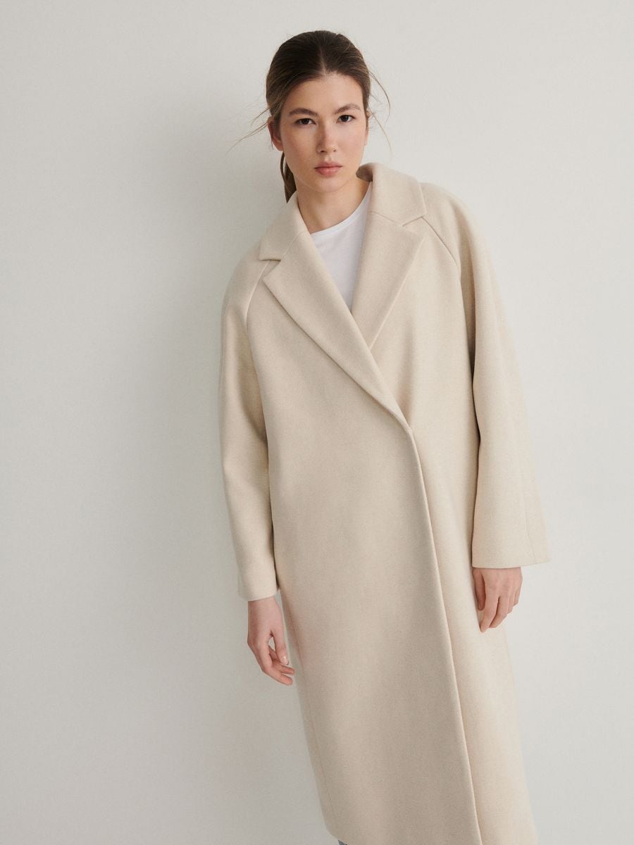Oversized coat with wool blend - nude - RESERVED - 2