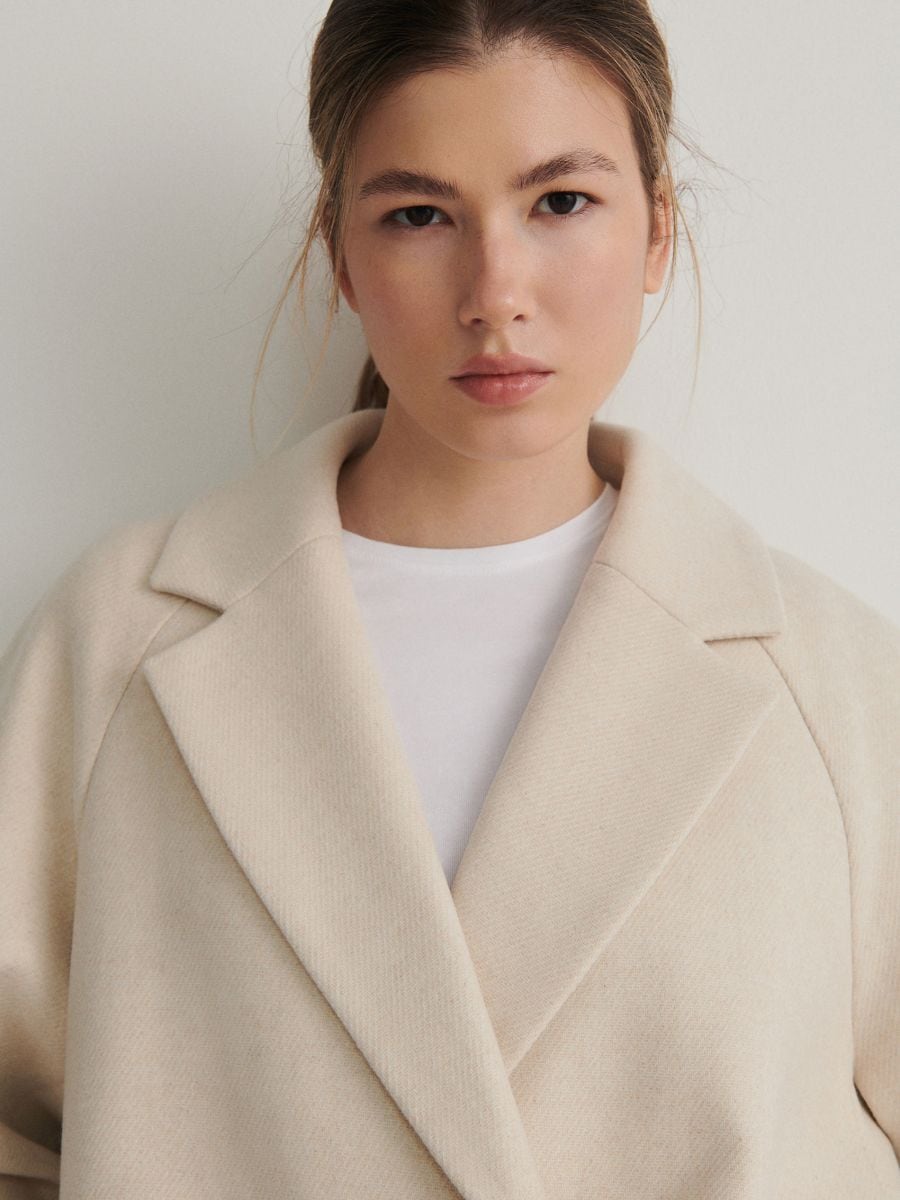 Oversized coat with wool blend - nude - RESERVED - 3