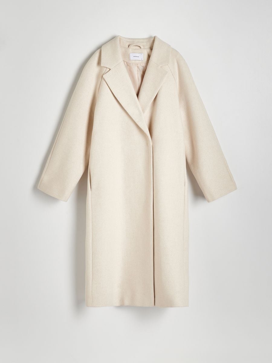 Oversized coat with wool blend - nude - RESERVED - 5