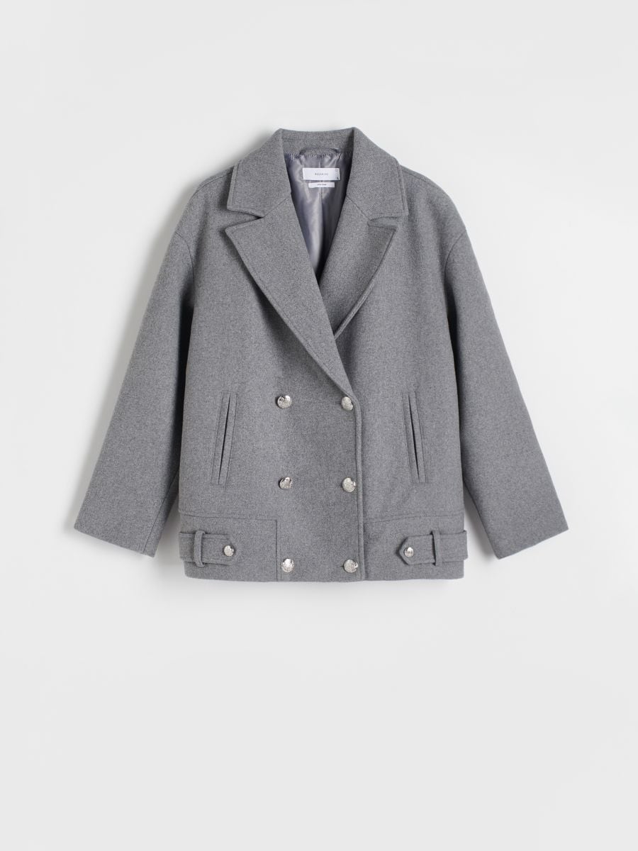 Cropped coat with wool blend - mid grey - RESERVED - 5