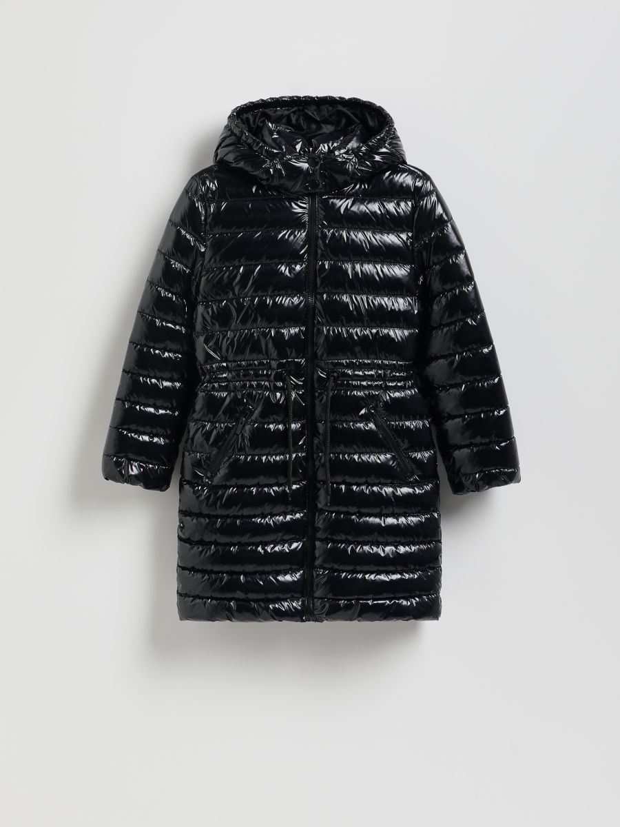 Quilted metallic shine coat - black - RESERVED