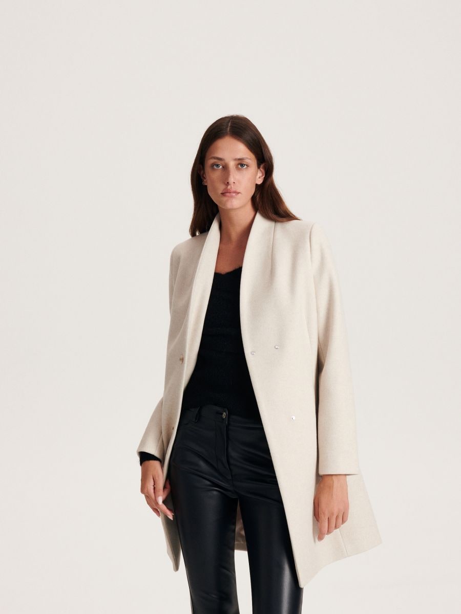 Coat with stand up collar - cream - RESERVED - 3
