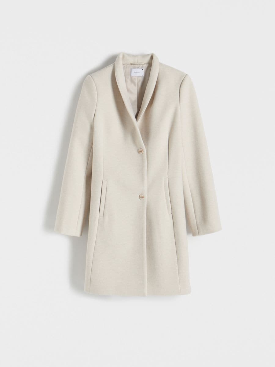 Coat with stand up collar - cream - RESERVED - 4