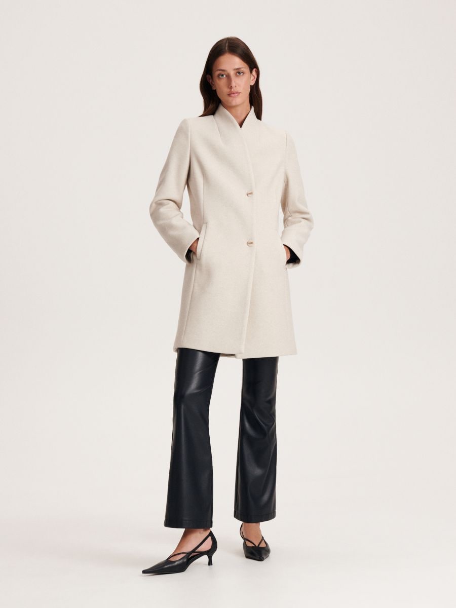 Coat with stand up collar - cream - RESERVED - 2
