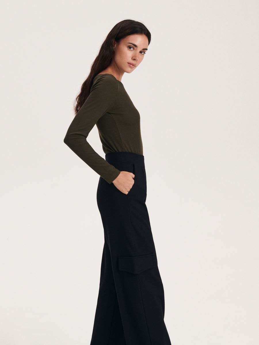 Trousers with flaps - black - RESERVED - 3