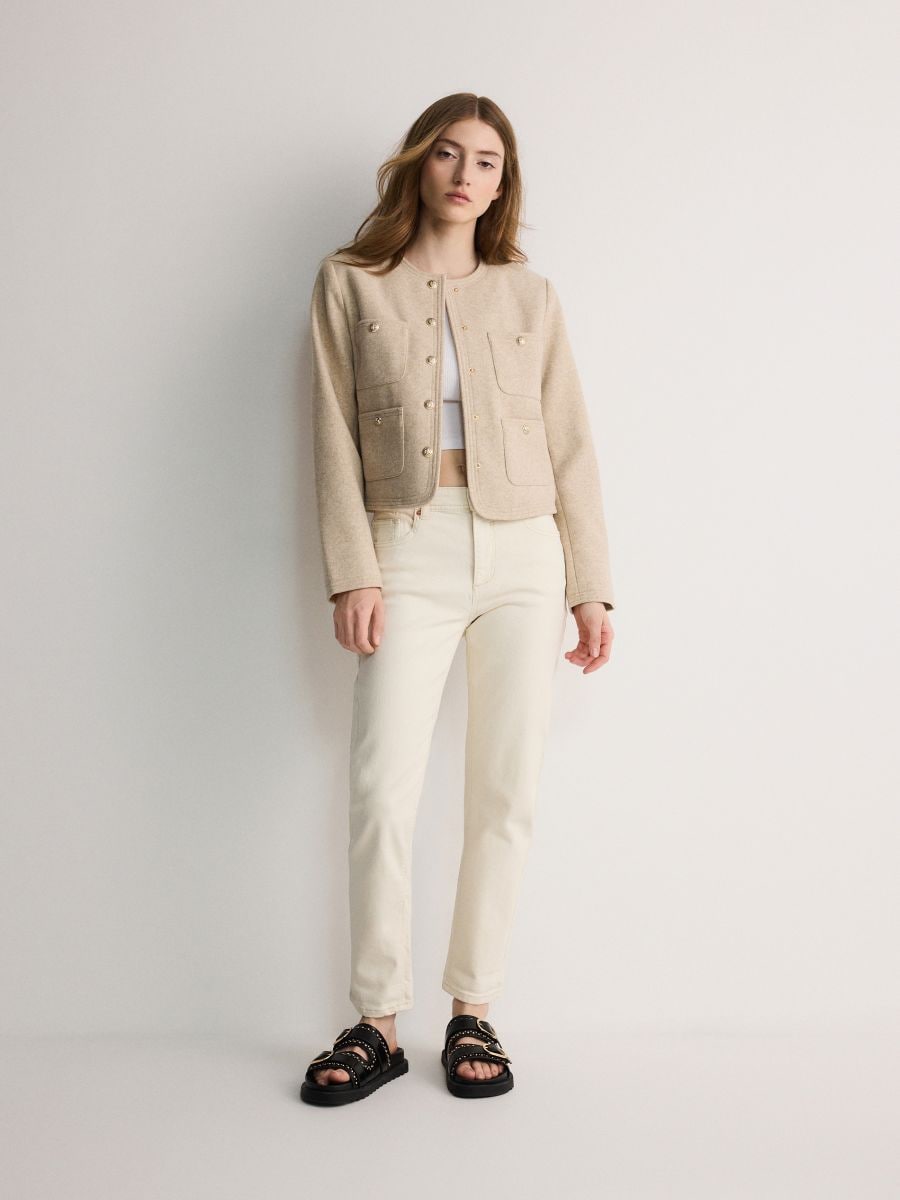 Short jacket with pockets - nude - RESERVED - 2