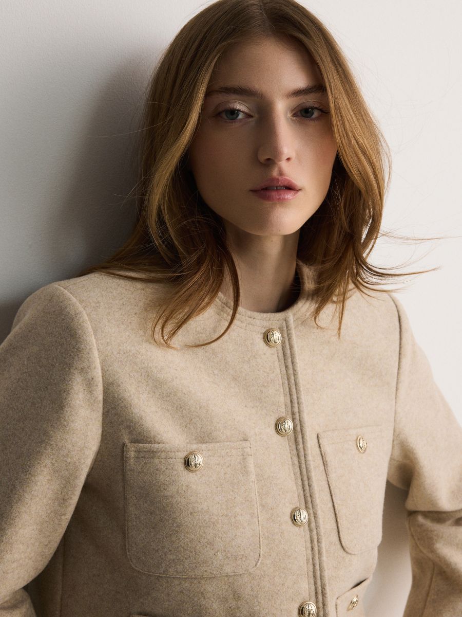 Short jacket with pockets - nude - RESERVED - 3