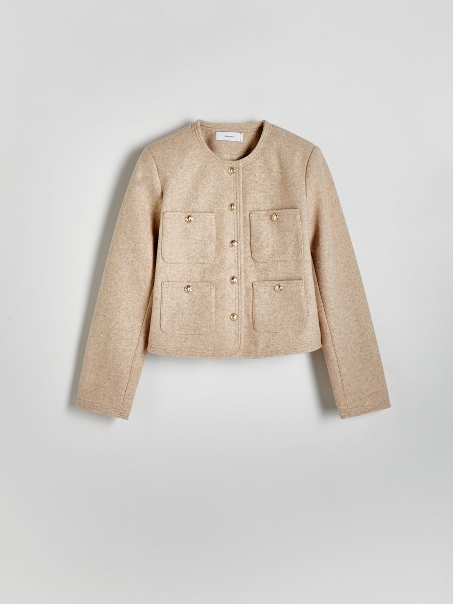 Short jacket with pockets - nude - RESERVED - 5
