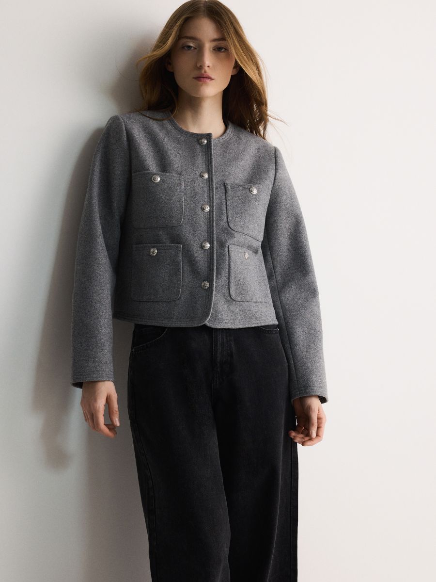 Short jacket with pockets - light grey - RESERVED - 2