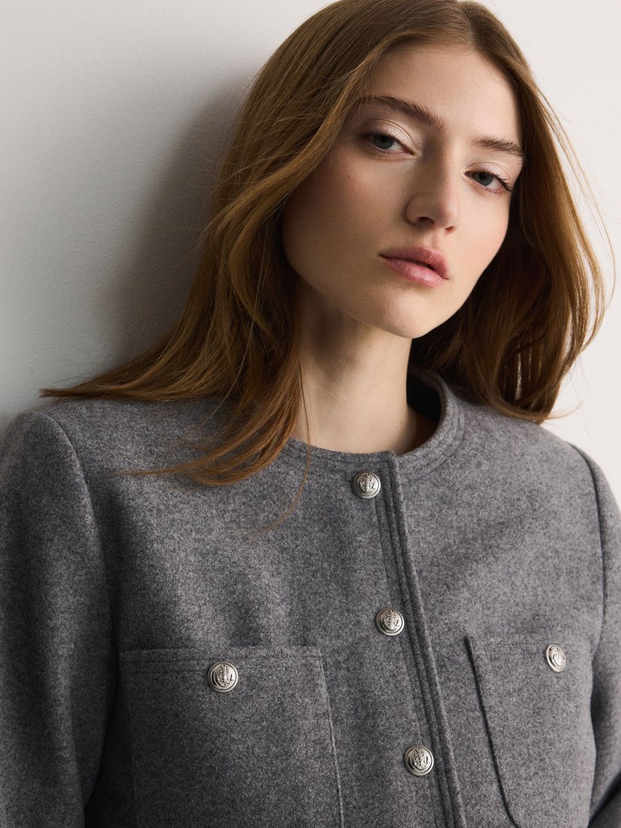 Short jacket with pockets - light grey - RESERVED - 3