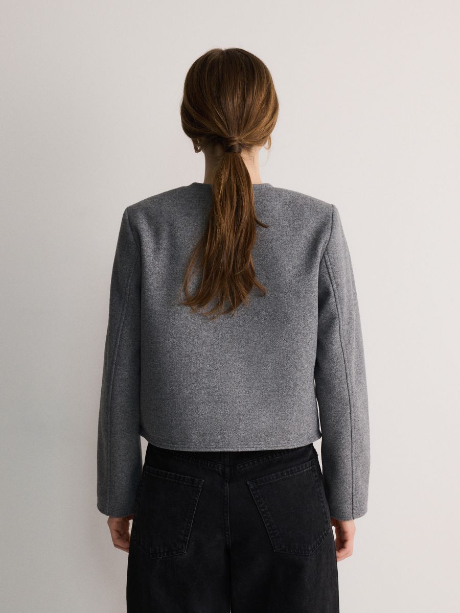 Short jacket with pockets - light grey - RESERVED - 4