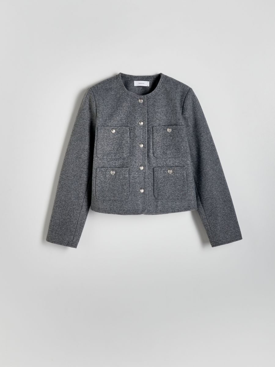 Short jacket with pockets - light grey - RESERVED - 5