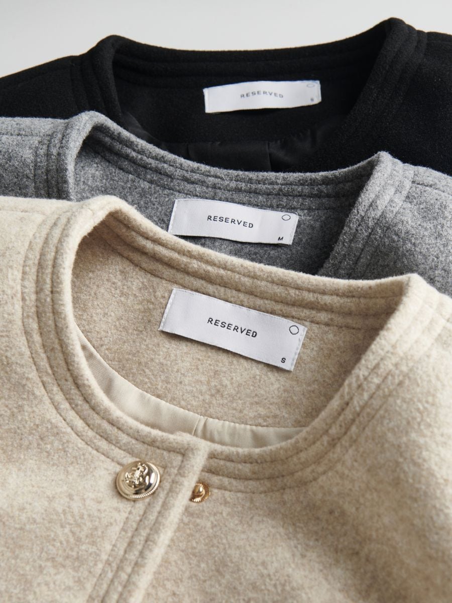 Short jacket with pockets - light grey - RESERVED - 7