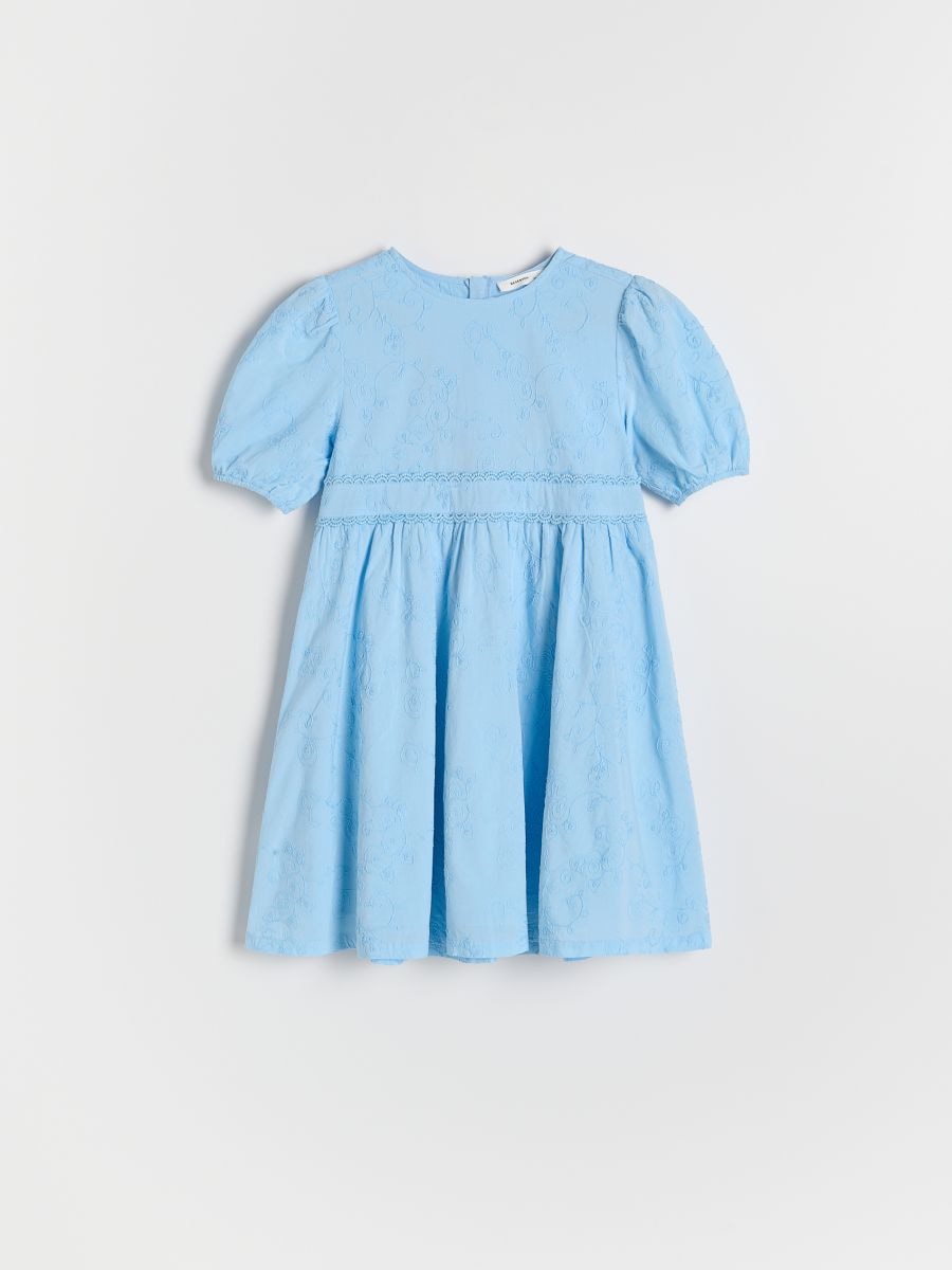 Rochie cu broderie - albastru-pal - RESERVED