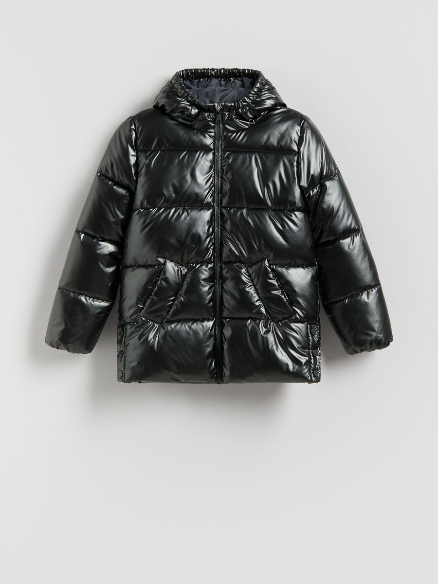 Пикирана јакна со сјај - сив - RESERVED