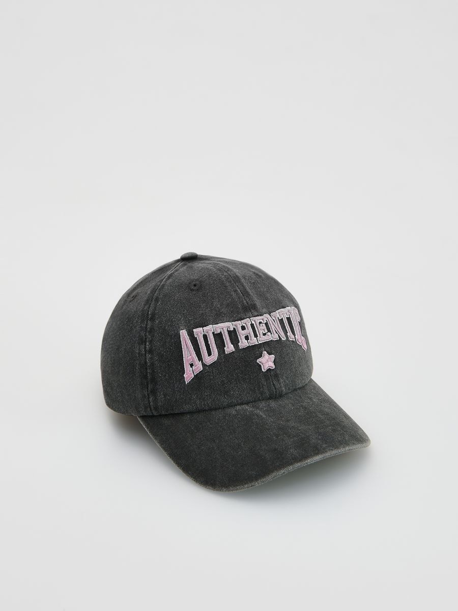 Gorra vaquera con bordado - gris oscuro - RESERVED