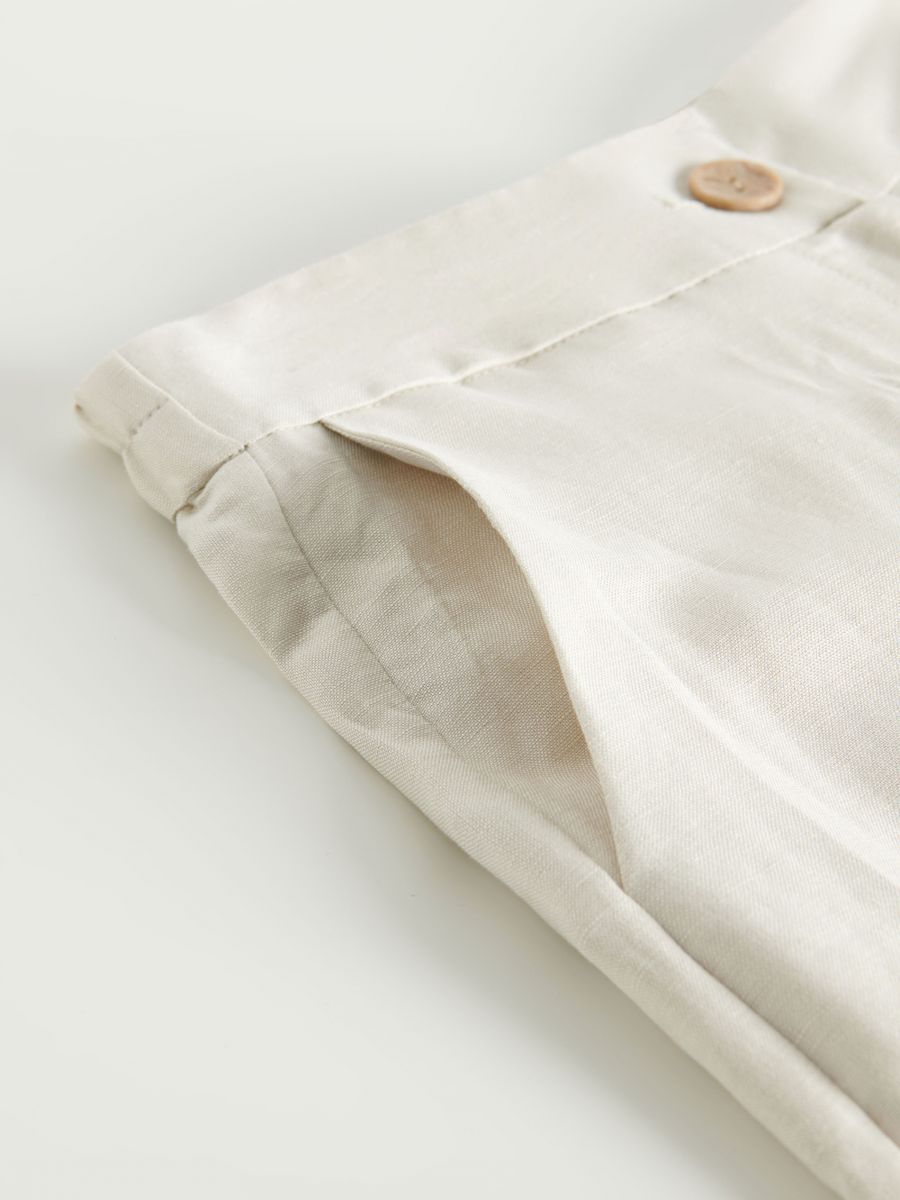 Linen rich trousers with viscose blend - beige - RESERVED - 4