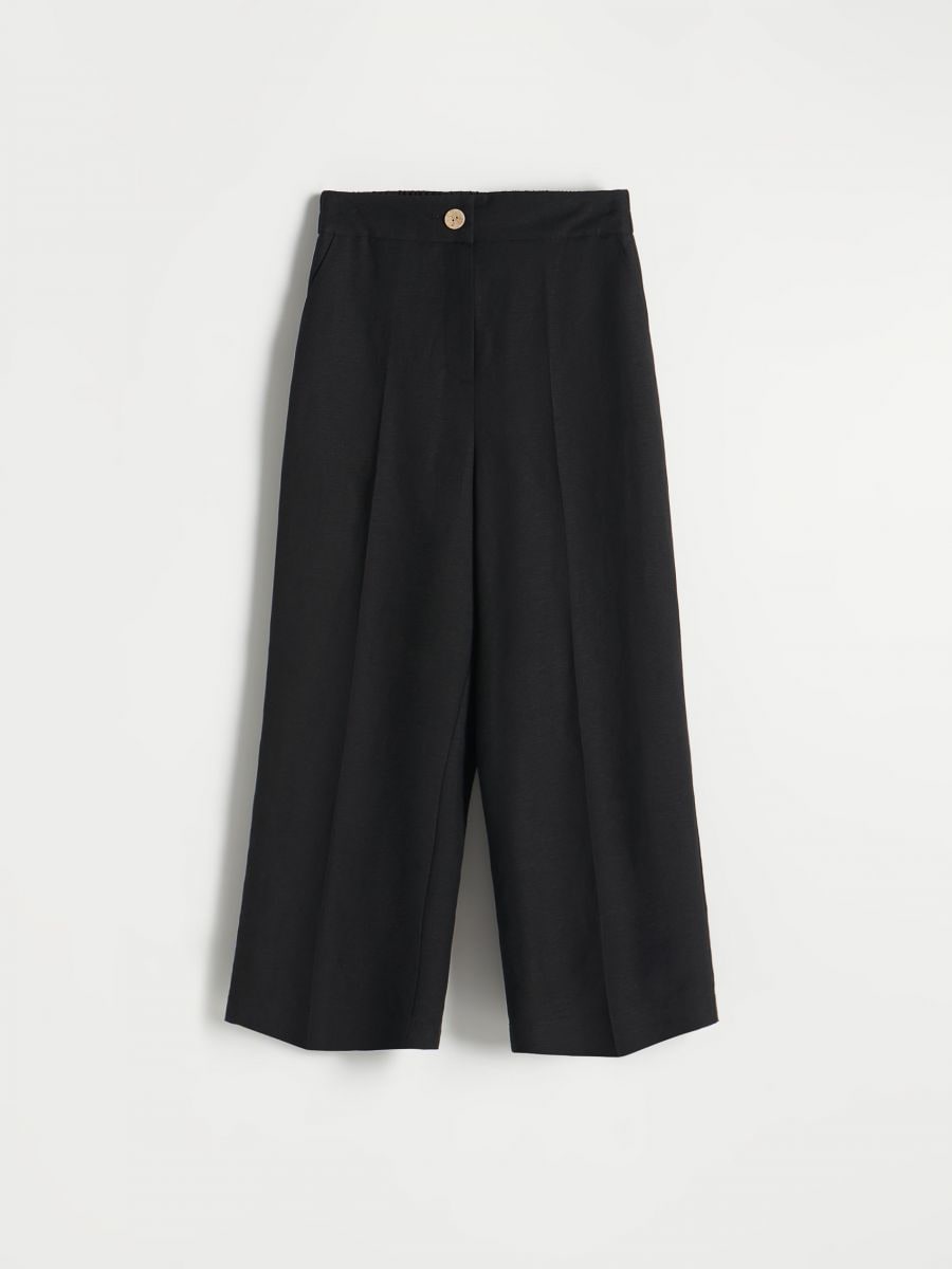 Linen rich trousers with viscose blend - black - RESERVED - 3