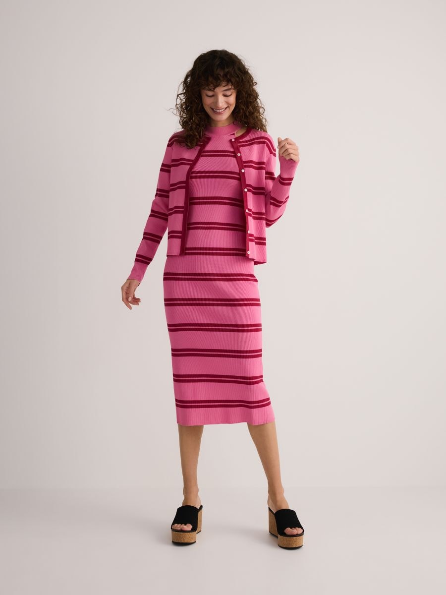 Cropped viscose blend cardigan - multicolor - RESERVED - 7