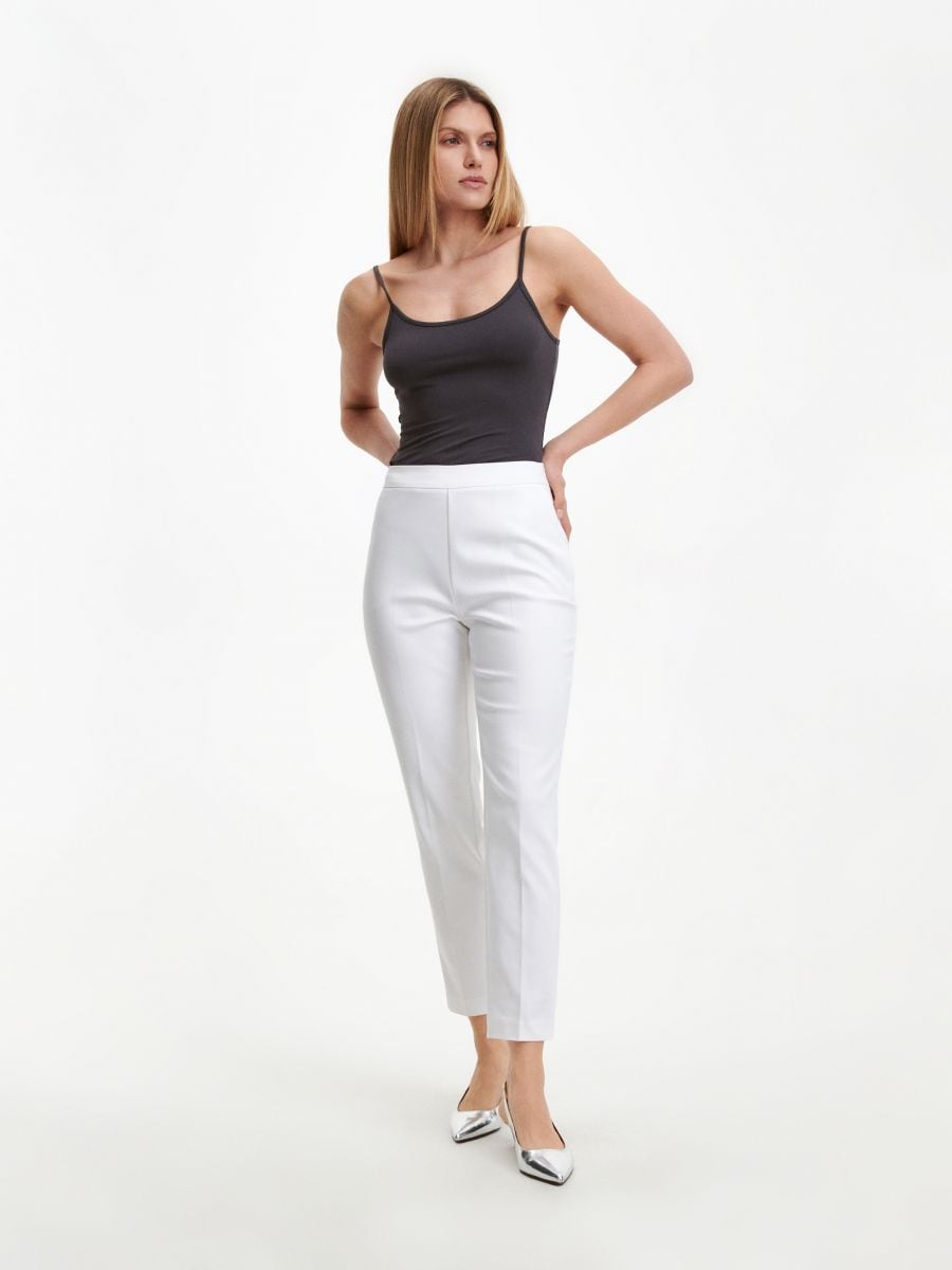Trousers  White Belted Cigarette Trouser  Wallis