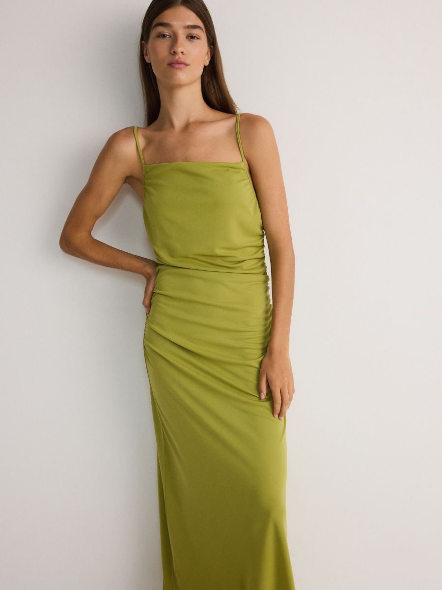 Maxikleid mit Raffung - gelbgrün - RESERVED - 2