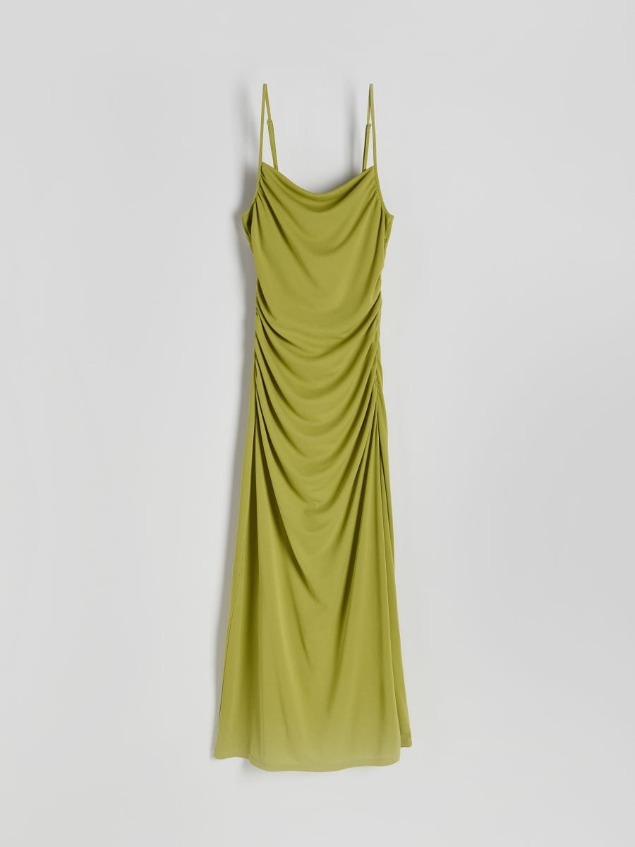 Maxikleid mit Raffung - gelbgrün - RESERVED - 5