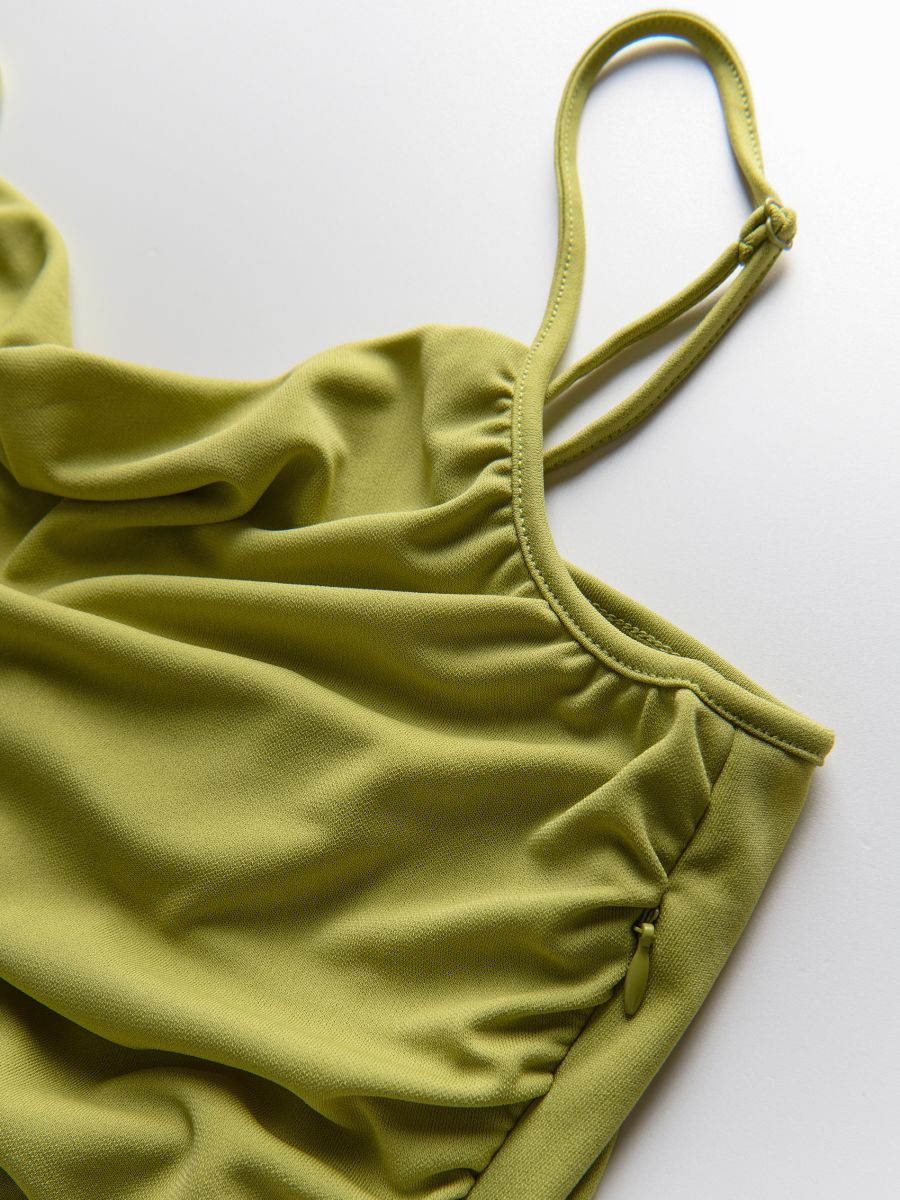 Maxikleid mit Raffung - gelbgrün - RESERVED - 6