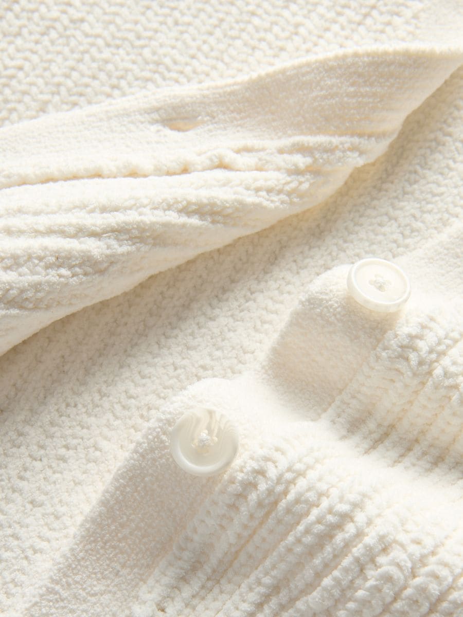 Cropped cardigan with pockets - cream - RESERVED - 2