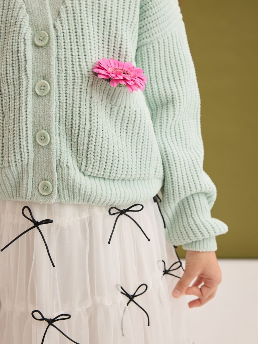 Cropped cardigan with pockets - pale green - RESERVED - 5