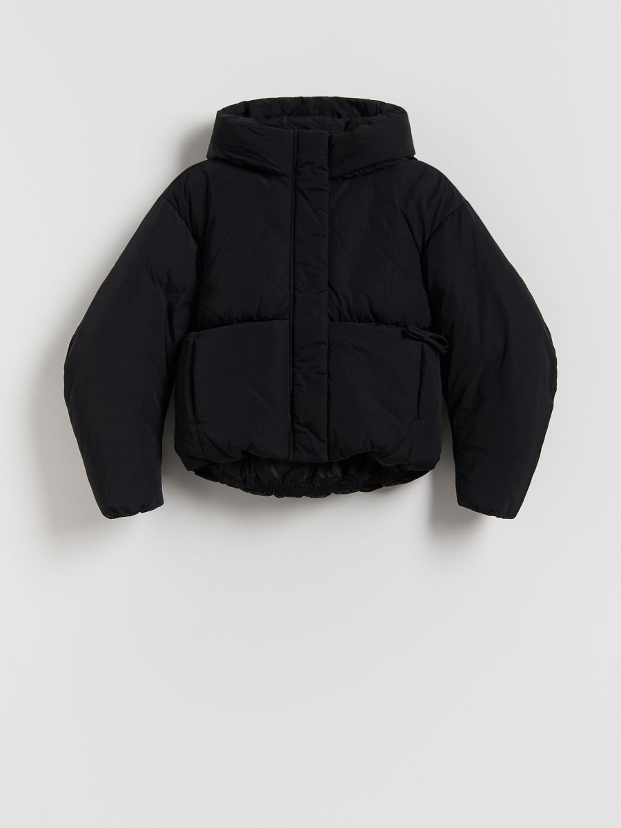 Quilted jacket with hood - black - RESERVED