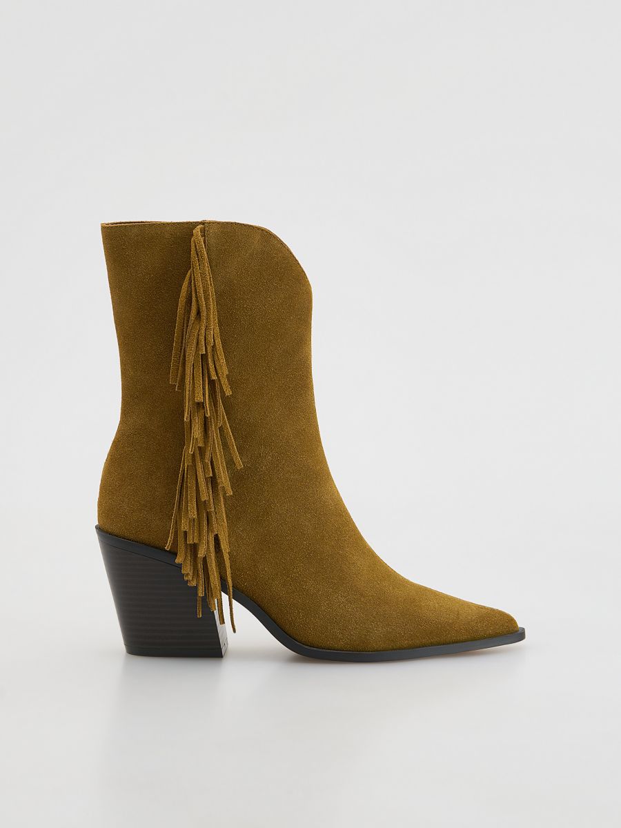 Fringe suede ankle boots - golden brown - RESERVED