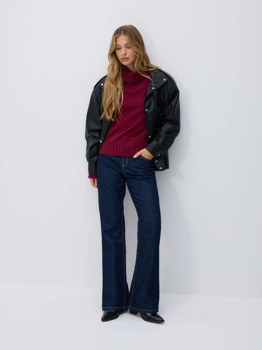 Turtleneck sweater - maroon - RESERVED