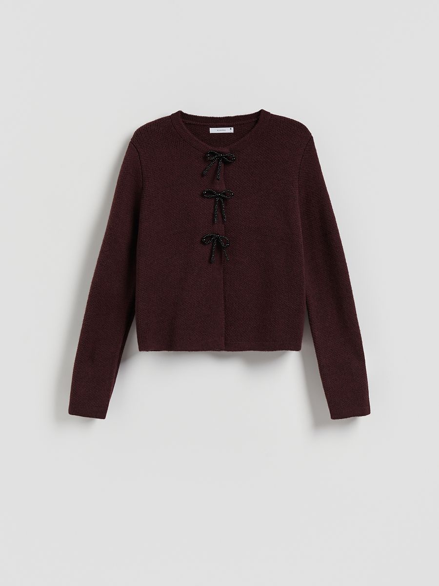 Cardigan with bows - maroon - RESERVED