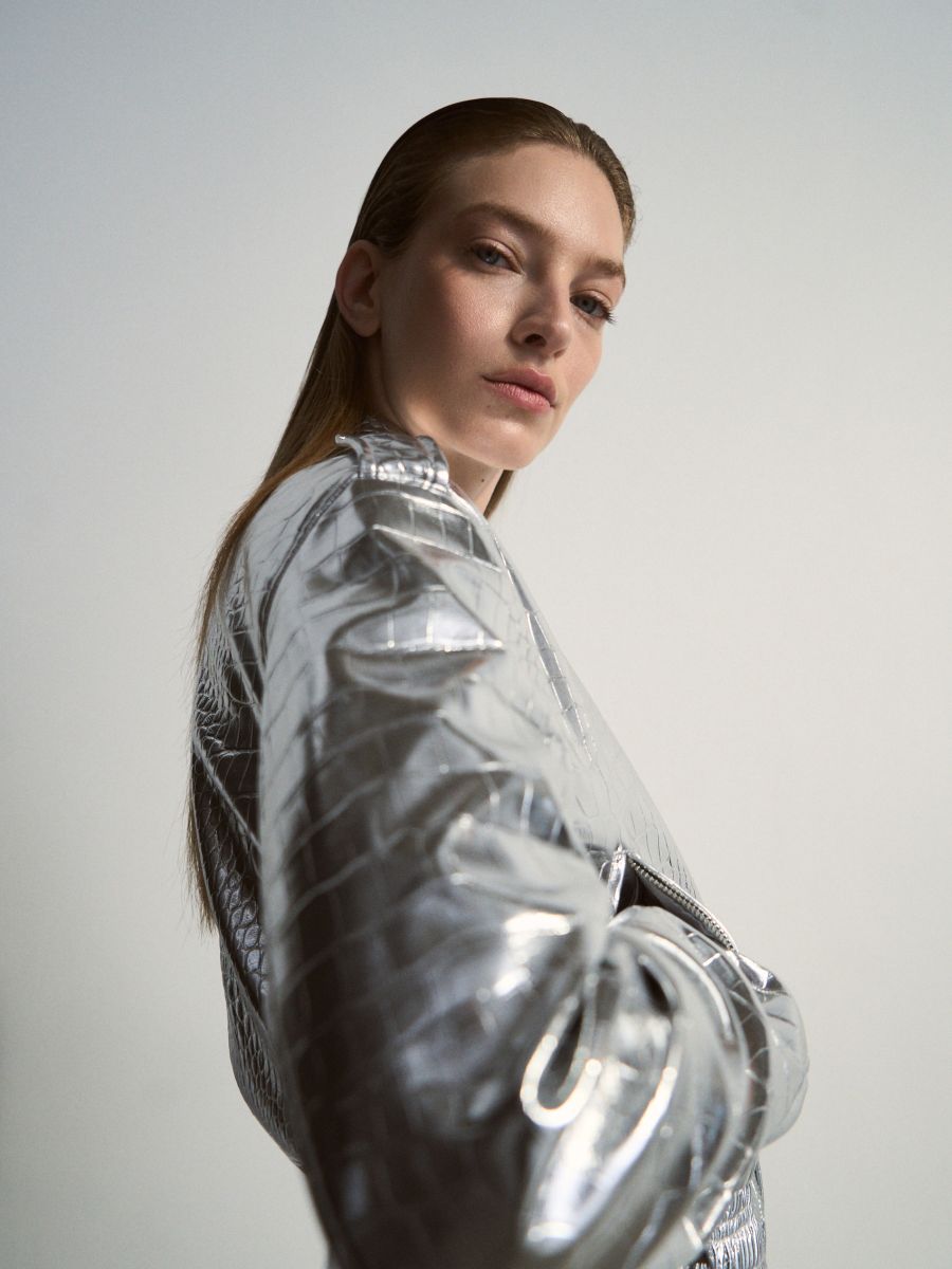 Jacke aus Metallic-Kunstleder - silber - RESERVED - 8