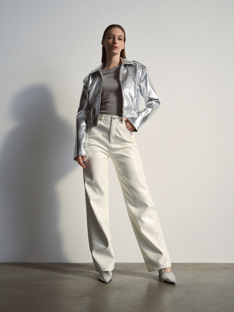 Jacke aus Metallic-Kunstleder - silber - RESERVED - 10