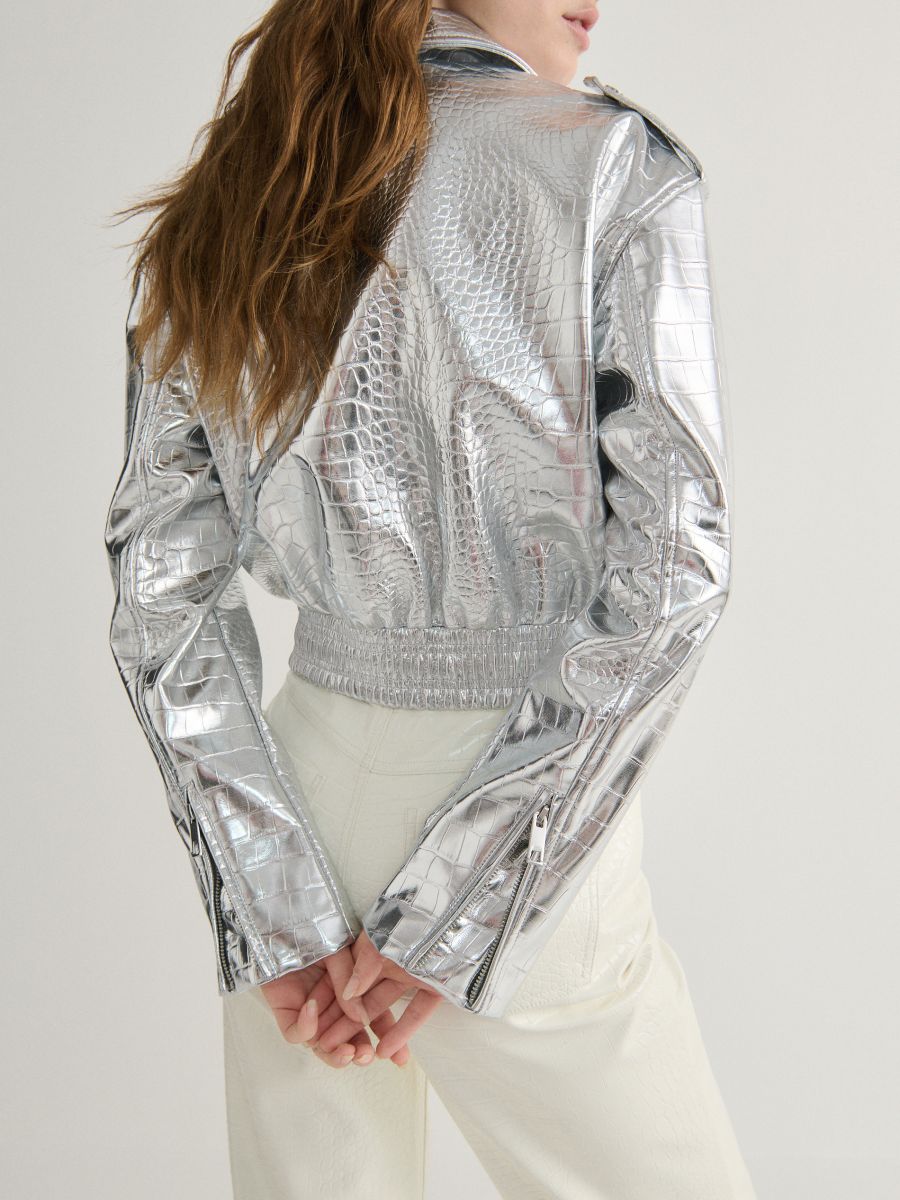Jacke aus Metallic-Kunstleder - silber - RESERVED - 3