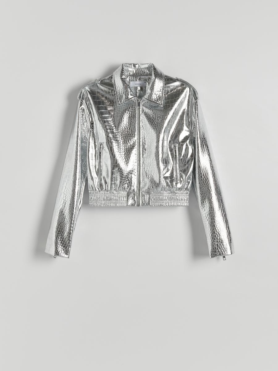 Jacke aus Metallic-Kunstleder - silber - RESERVED - 5