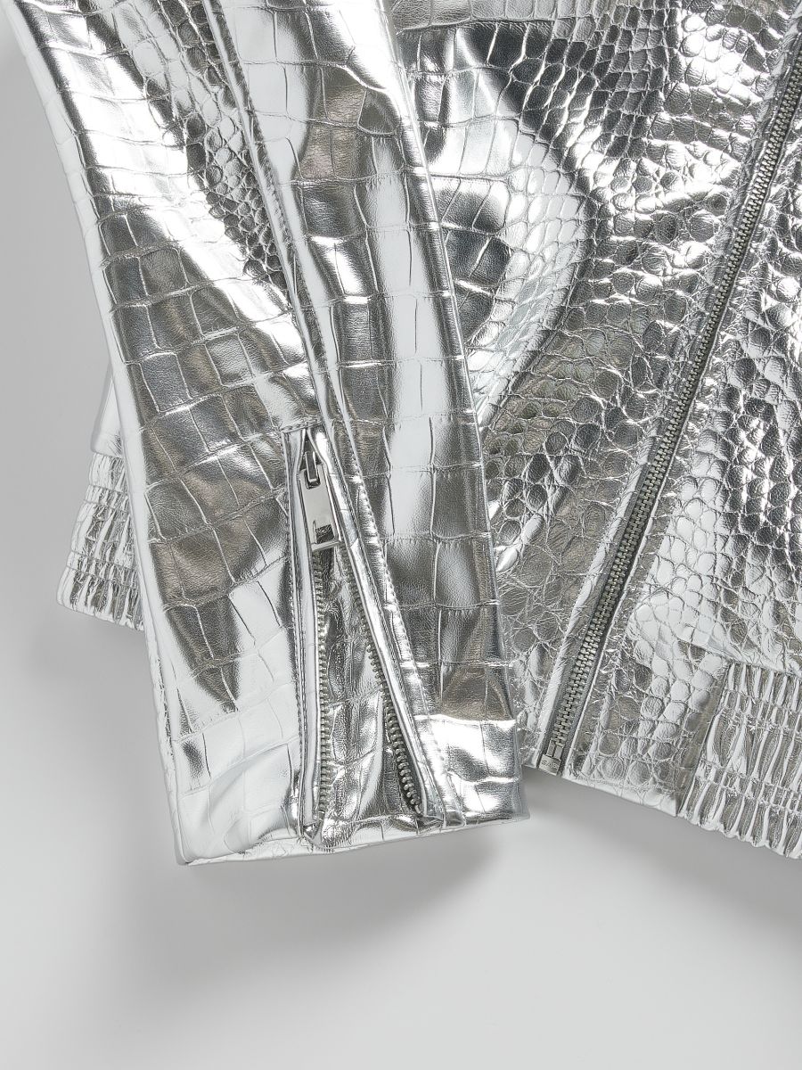 Jacke aus Metallic-Kunstleder - silber - RESERVED - 6