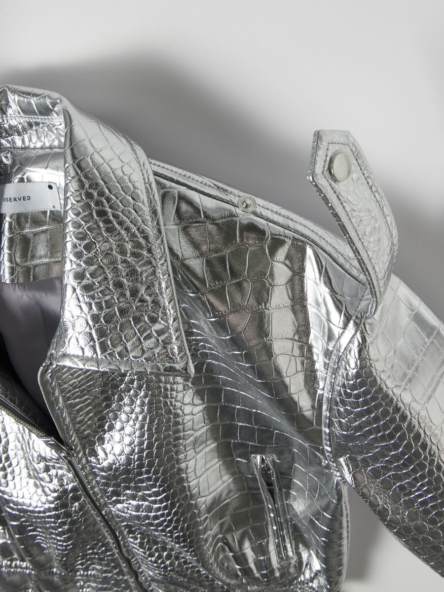 Jacke aus Metallic-Kunstleder - silber - RESERVED - 7