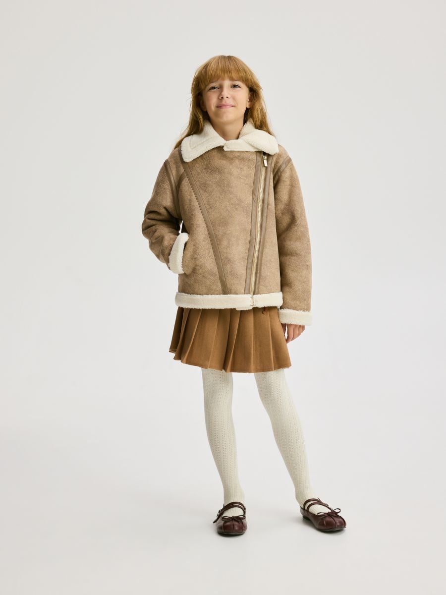 N♡ Kurtka z imitacją kożucha Kolor beżowy - RESERVED - 234EX-80X