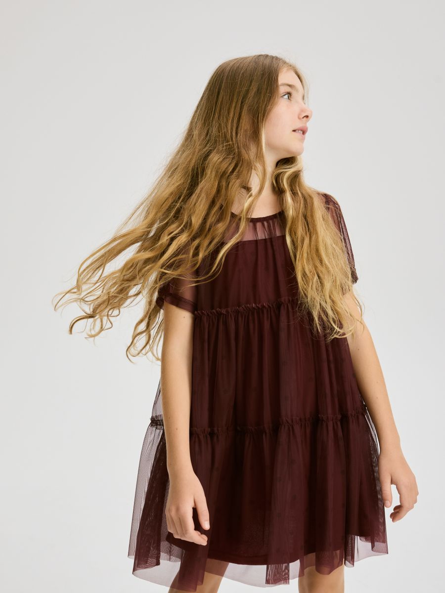 Tulle dress - maroon - RESERVED