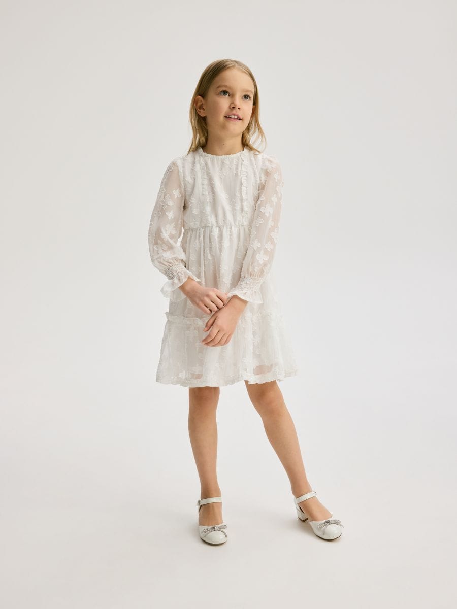 Dress with embroidered pattern - cream - RESERVED