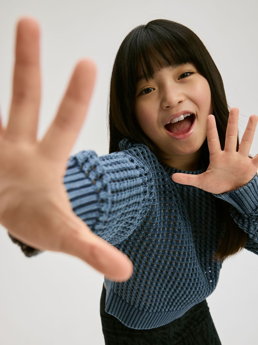 Openwork cotton jumper - navy - RESERVED - 4