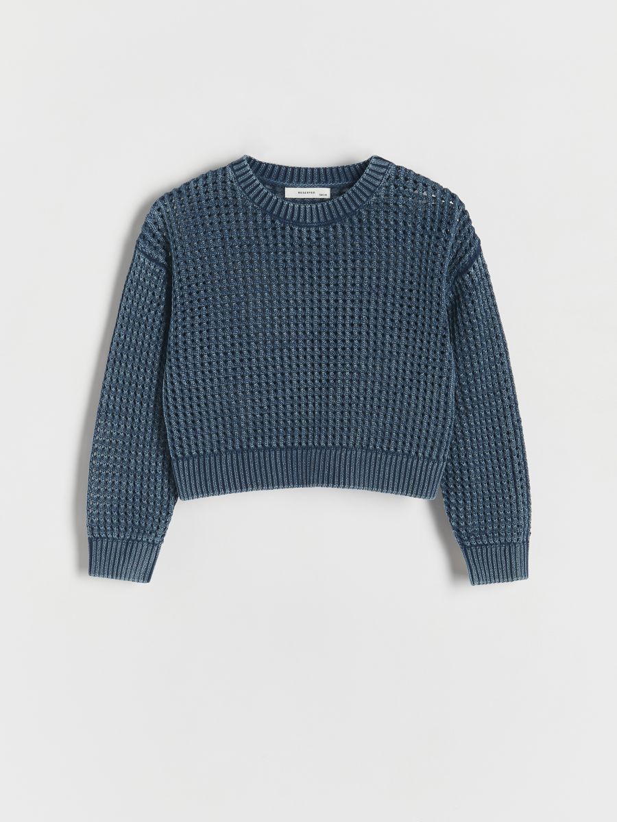 Openwork cotton jumper - navy - RESERVED - 3