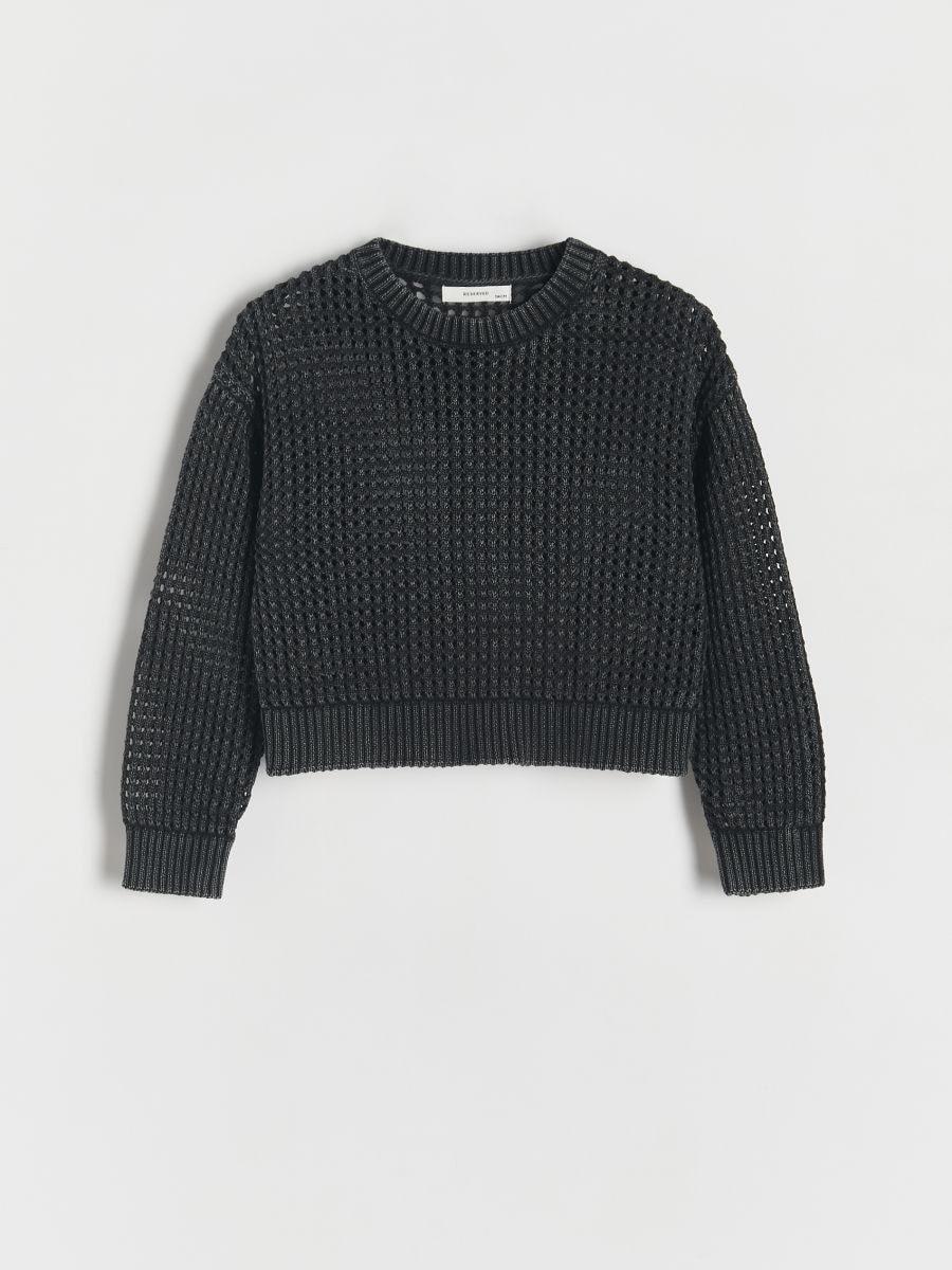 Pull en coton ajouré - gris foncé - RESERVED - 3
