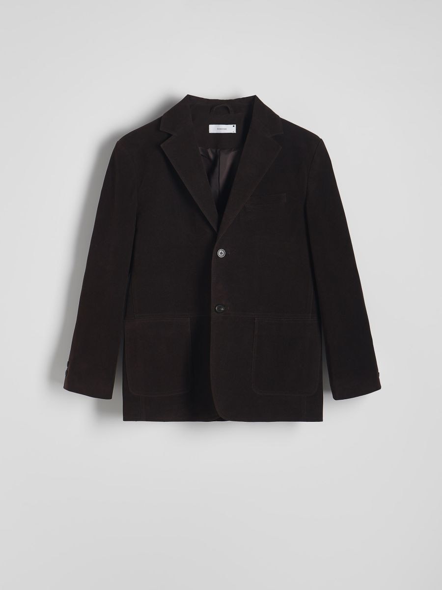 Blazer met hoog viscosegehalte - DONKERBRUIN - RESERVED