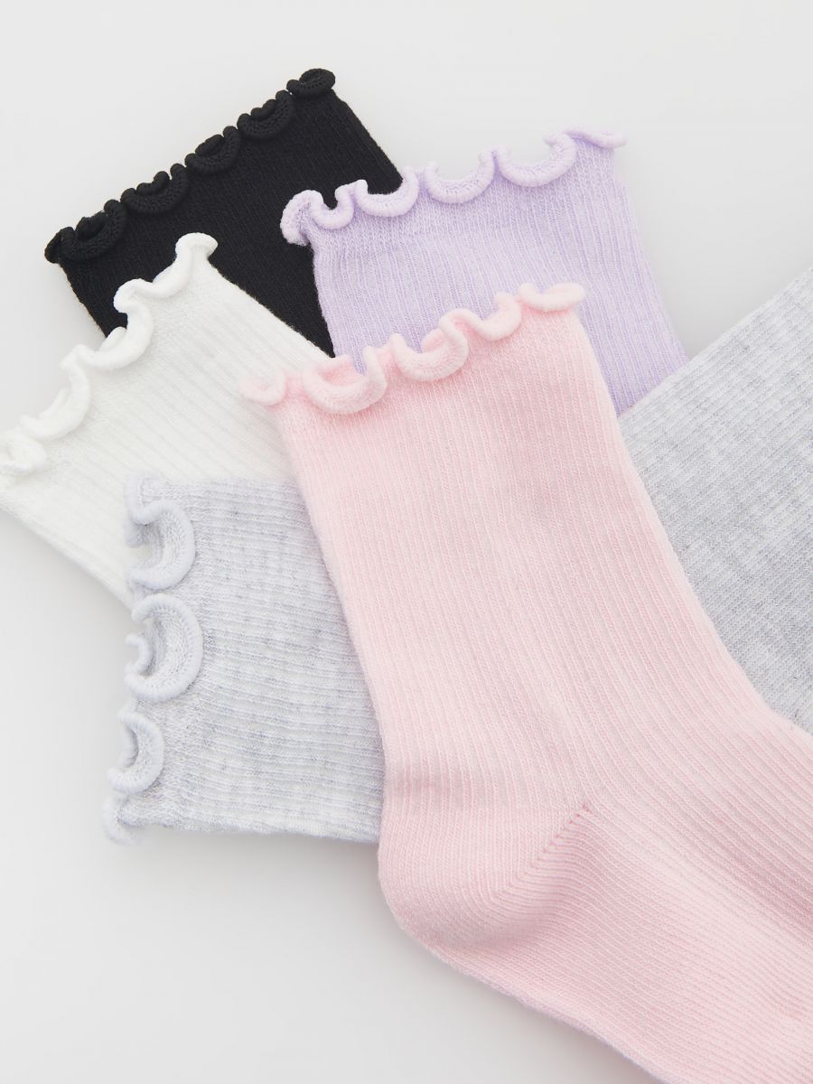 Cotton rich socks with ruffle trim 5 pack - multicolor - RESERVED - 2